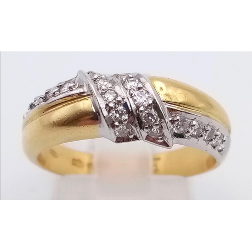 80 - 18K YELLOW GOLD DIAMOND BAND RING 0.35CT 5.2G SIZE O