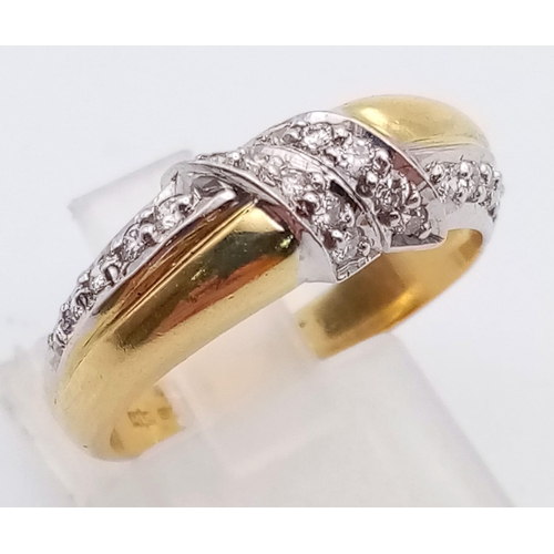 80 - 18K YELLOW GOLD DIAMOND BAND RING 0.35CT 5.2G SIZE O