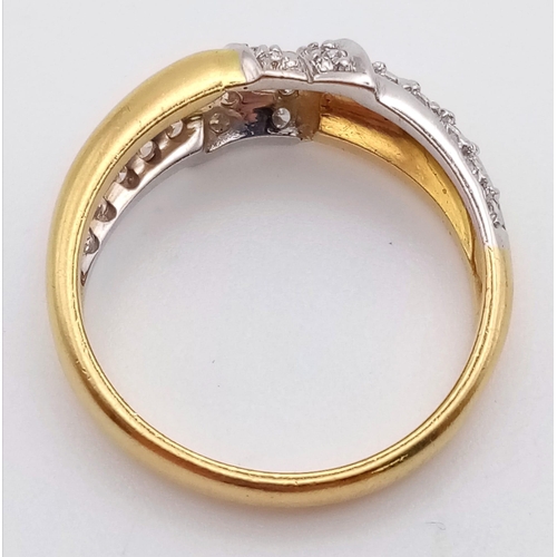 80 - 18K YELLOW GOLD DIAMOND BAND RING 0.35CT 5.2G SIZE O