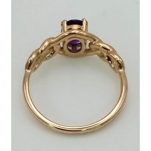 836 - 9K YELLOW GOLD AMETHYST RING 2.3G SIZE L