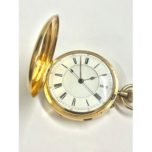 17 - 18ct Gold Full Hunter stop seconds chronograph pocket watch Working 62g without movement & glass , w... 