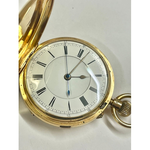 17 - 18ct Gold Full Hunter stop seconds chronograph pocket watch Working 62g without movement & glass , w... 