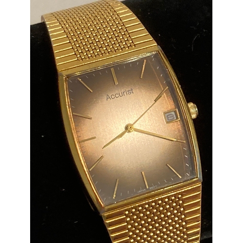 232 - Gentlemans ACCURIST Quartz  Wristwatch,Model MB347. Watch and bracelet finished in gold tone with da... 