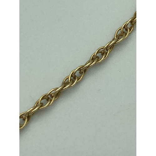 77 - 9 carat GOLD CHAIN NECKLACE having the name CLAIRE at centre. 4.2 grams. 40 cm.