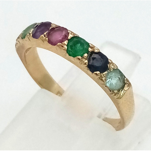 792 - 9K YELLOW GOLD DEAREST STONE SET RING 1.7G SIZE L