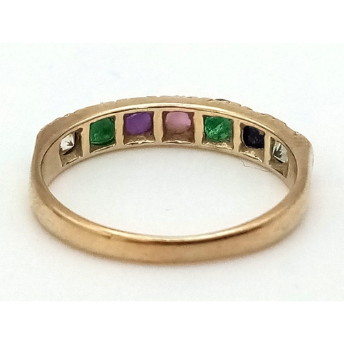 792 - 9K YELLOW GOLD DEAREST STONE SET RING 1.7G SIZE L