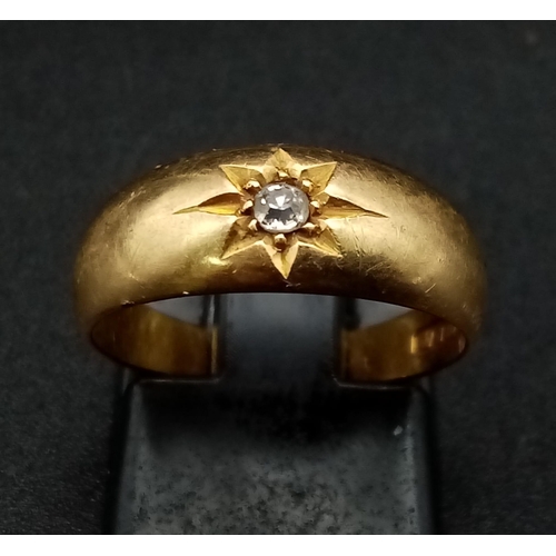 100 - 18K YELLOW GOLD ANTIQUE VICTORIAN DIAMOND RING HALLMARKED BIRMINGHAM 1898 3.3G SIZE L