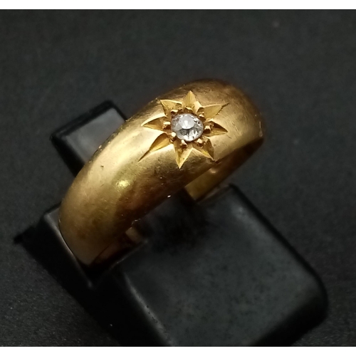 100 - 18K YELLOW GOLD ANTIQUE VICTORIAN DIAMOND RING HALLMARKED BIRMINGHAM 1898 3.3G SIZE L