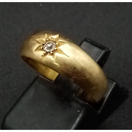 100 - 18K YELLOW GOLD ANTIQUE VICTORIAN DIAMOND RING HALLMARKED BIRMINGHAM 1898 3.3G SIZE L