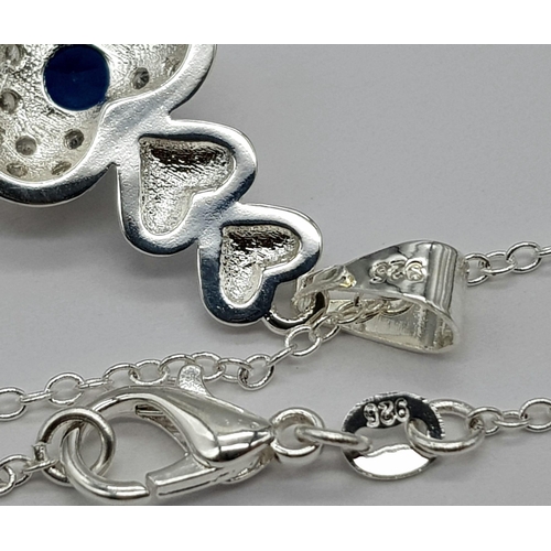 1194 - A 925 Silver Disappearing Necklace with a Blue and White Stone Pendant set in 925 Silver. 48cm and 3... 