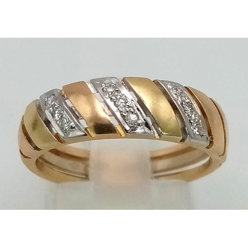 247 - 18K YELLOW GOLD DIAMOND SET BAND RING 4.3G SIZE N