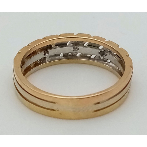 247 - 18K YELLOW GOLD DIAMOND SET BAND RING 4.3G SIZE N