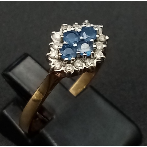 520 - 9K YELLOW GOLD DIAMOND & SAPPHIRE RING 2.3G SIZE P