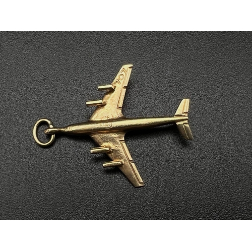 795 - 9K YELLOW GOLD AEROPLANE CHARM / PENDANT 2.8G