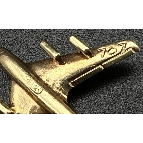 795 - 9K YELLOW GOLD AEROPLANE CHARM / PENDANT 2.8G