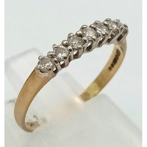 802 - 9K YELLOW GOLD DIAMOND BAND RING 0.25CT 1G SIZE M