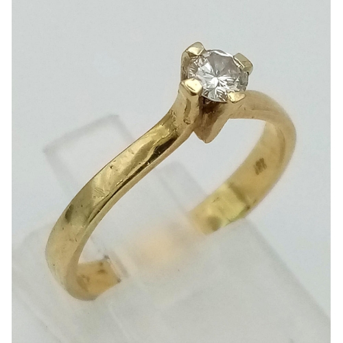 208 - 9K YELLOW GOLD DIAMOND SOLIATIRE RING 0.22CT 2.8G SIZE N