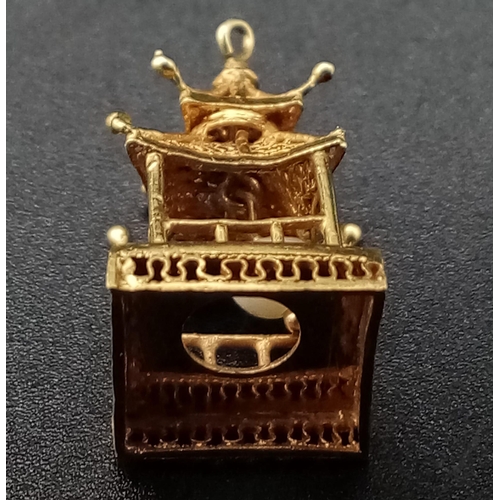 508 - 14K YELLOW GOLD ORIENTAL CHINESE TEMPLE CHARM 2G