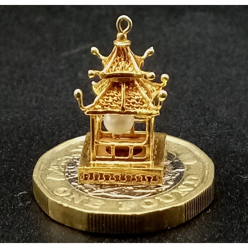 508 - 14K YELLOW GOLD ORIENTAL CHINESE TEMPLE CHARM 2G