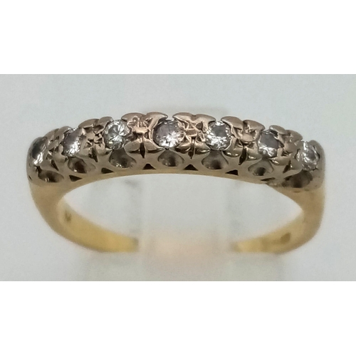 87 - 18K YELLOW GOLD DIAMOND BAND RING 0.15CT 3.8G SIZE N