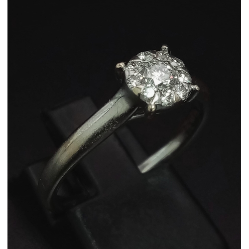 129 - 18K WG MAPPIN & WEBB DIAMOND RING 0.35CT 3.5G 
SIZE O WITH ORIGINAL BOX