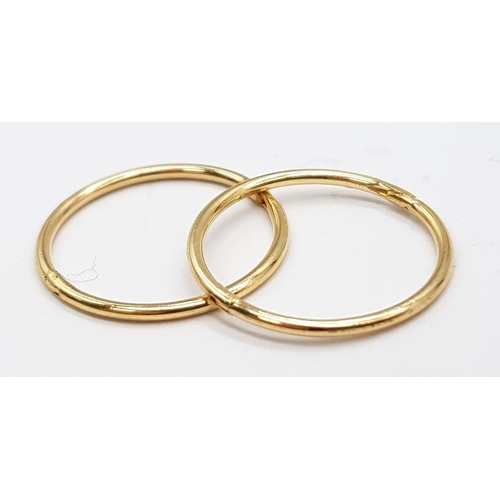 437 - 9K YELLOW GOLD SLEEPER HOOP EARRINGS 0.8G