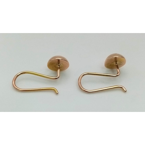 517 - 14k yellow gold drop earrings with ball, 1.3g