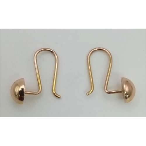 517 - 14k yellow gold drop earrings with ball, 1.3g