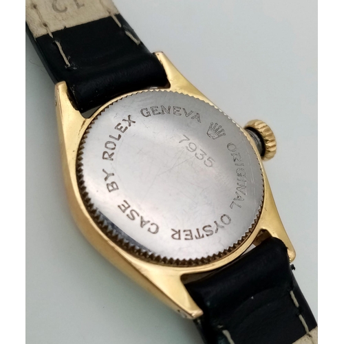 68 - A Rare Vintage Ladies Tudor Oyster Royal, Case by Rolex Model 7935. 24mm Case on new black leather s... 