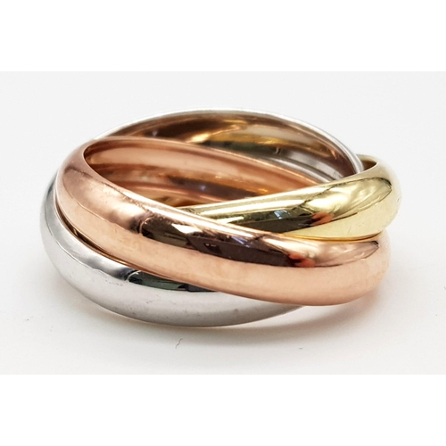 328 - 9K 3 COLOUR TRILOGY BAND RING 2.6G SIZE K APPROX