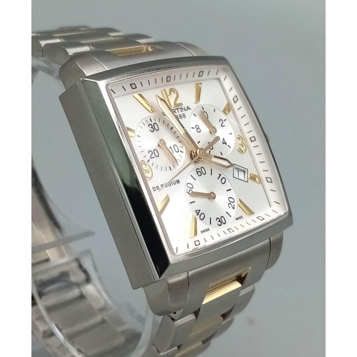 61 - An unworn Certina DS Podium Square Face Chronograph Watch. Full working order with protective films ... 