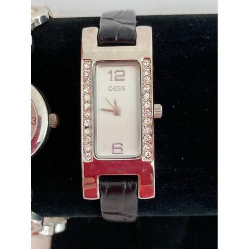 735 - 3 x Ladies quartz wristwatches with Jewelled detail, To include a Philip MERCIER with stone set  bra... 