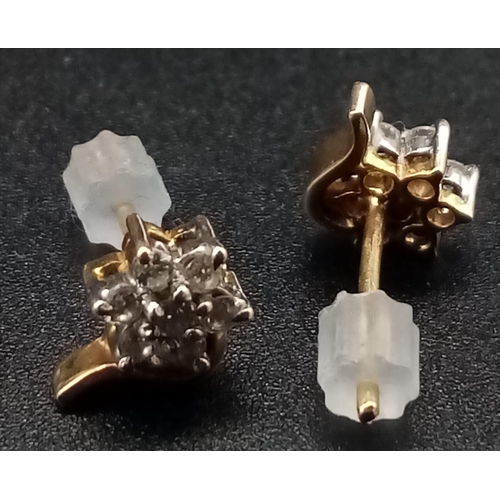 376 - 14K YELLOW GOLD DIAMOND SET STUD EARRINGS 0.30CT 1.5G