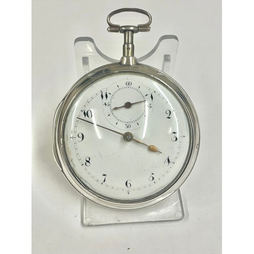 37 - Antique c1801 Silver Doctors Stop Verge Fusee Pocket Watch Ticking & Stop Seconds Working