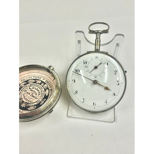 37 - Antique c1801 Silver Doctors Stop Verge Fusee Pocket Watch Ticking & Stop Seconds Working