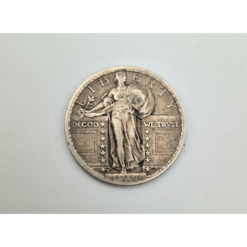 957 - A USA 1917 Quarter Dollar Type 2 Silver Coin. Please see photos for conditions.