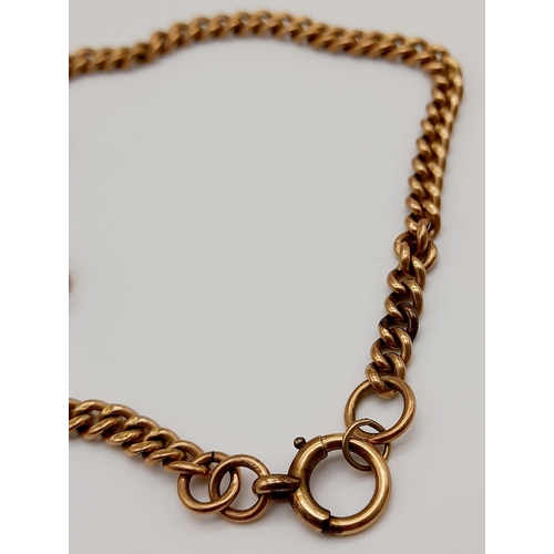 155 - An Antique 9K Rose Gold Albert Chain. Hallmarks on each link. 37cm. 24.22g