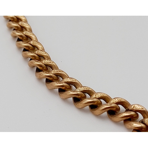 155 - An Antique 9K Rose Gold Albert Chain. Hallmarks on each link. 37cm. 24.22g