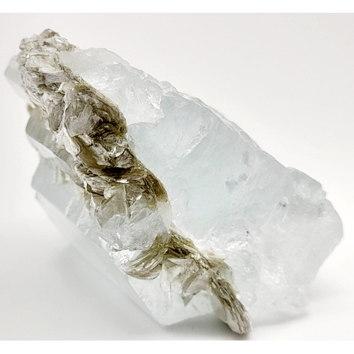 459 - A 210ct Aquamarine with Muscovite Gemstone Crystal from Chumar Bakhoor, Pakistan.