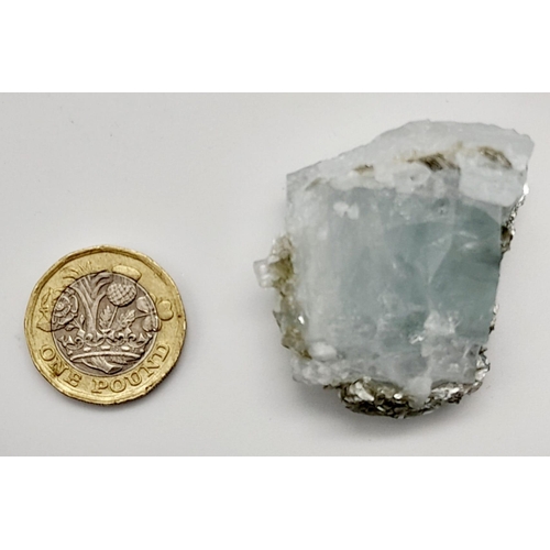 459 - A 210ct Aquamarine with Muscovite Gemstone Crystal from Chumar Bakhoor, Pakistan.