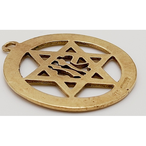 600 - A 9K Yellow Gold Star of David Pendant. 22mm diameter. 3g