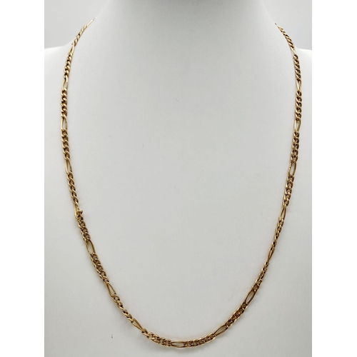 642 - A 9K Yellow Gold Figaro Link Necklace/Chain. 46cm. 4.1g