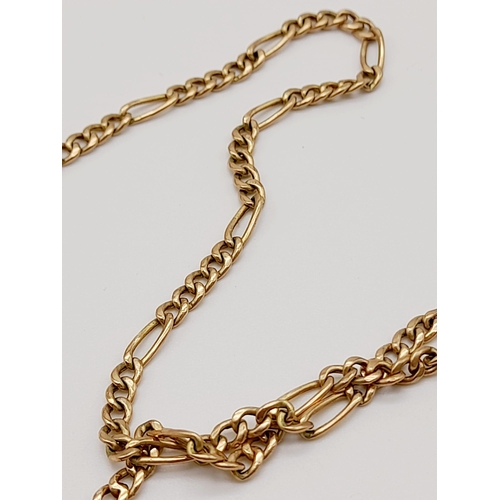 642 - A 9K Yellow Gold Figaro Link Necklace/Chain. 46cm. 4.1g