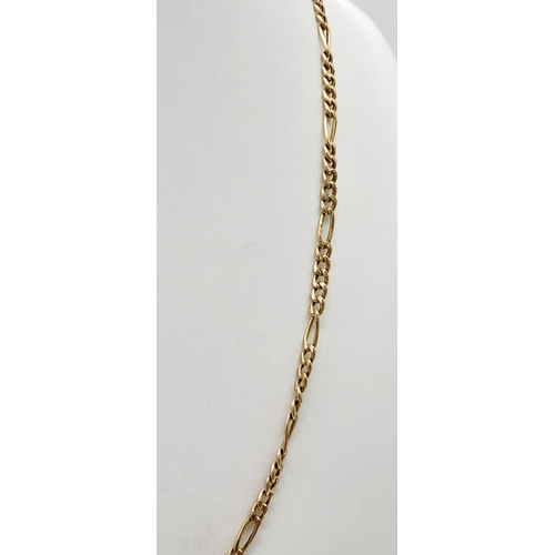 642 - A 9K Yellow Gold Figaro Link Necklace/Chain. 46cm. 4.1g