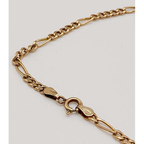 642 - A 9K Yellow Gold Figaro Link Necklace/Chain. 46cm. 4.1g