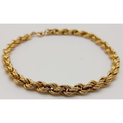 656 - A 9K Yellow Gold Rope Bracelet. 19cm. 2.59g