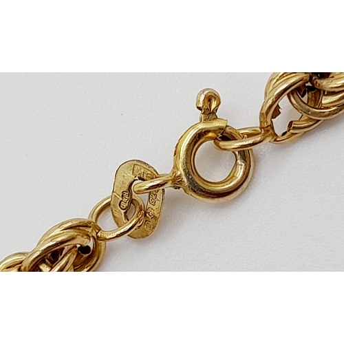 656 - A 9K Yellow Gold Rope Bracelet. 19cm. 2.59g