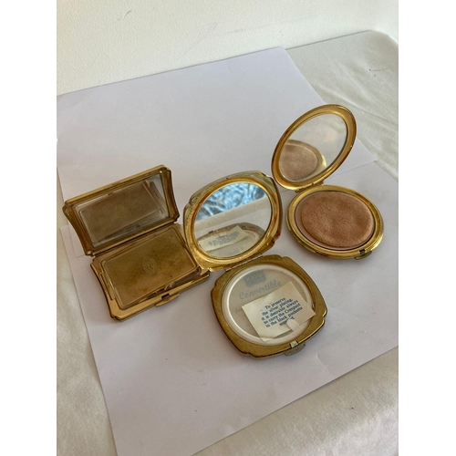 1103 - 3 x Vintage 1950/60’s  compacts to include a KIGU SILVER PLATED and an Engine turned gold tone KIGU ... 