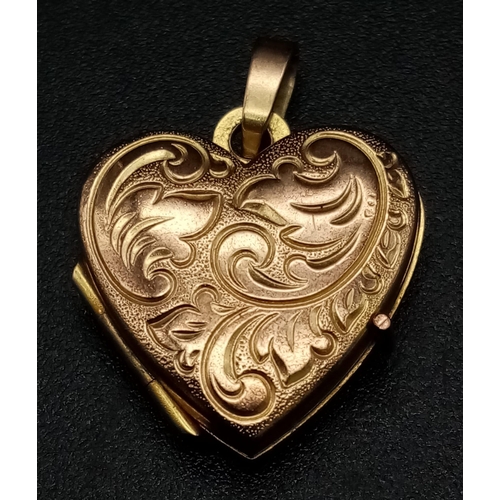 662 - A 9K Yellow Gold Heart Pendant. 1.54g total weight