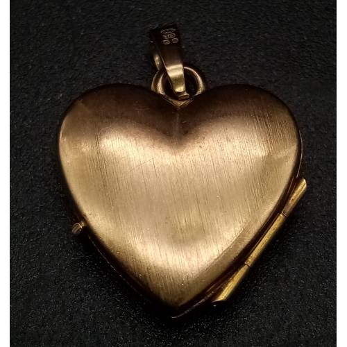 662 - A 9K Yellow Gold Heart Pendant. 1.54g total weight